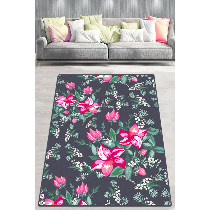 High-Quality Area Rug, 3.3 x 5.2 ft, 100% Polyester, 0.2 in Pile Height | Antibacterial, Non-Slip Felt Dot Underside | Machine Washable at 86°F, Easy Care | Perfect for Living Room, Bedroom, and Hallways