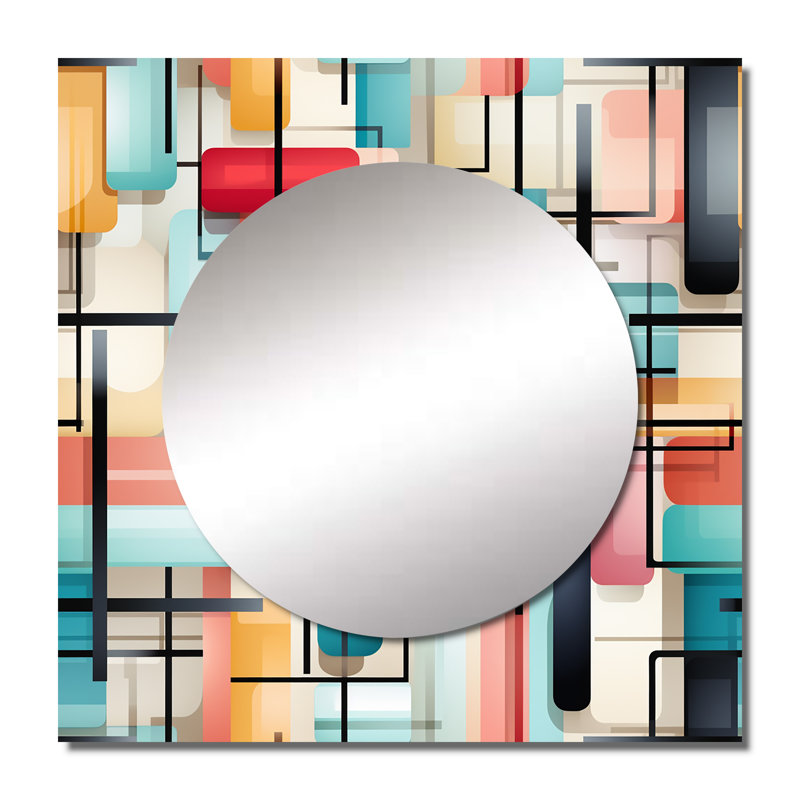 Motif géométrique géométrique vert et rose Gridlock, 29 po x 29 po