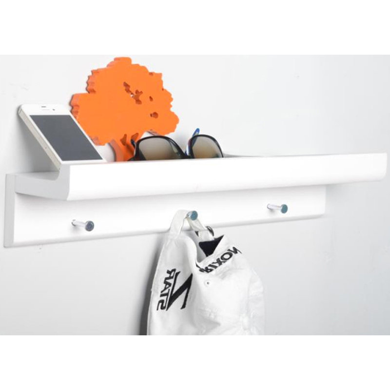 Wall Mounted Coat Rack with Shelf, White