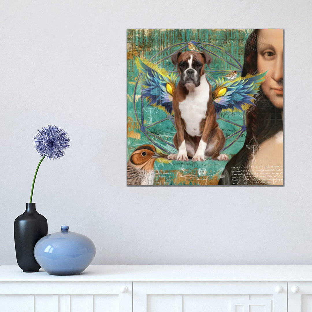 Brindle Boxer Dog Angel - Wrapped Canvas Graphic Art