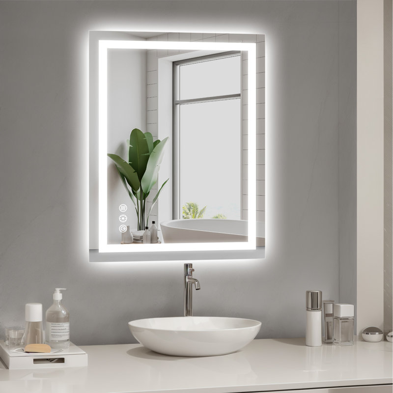 LED Bathroom Vanity Mirror 3 Color Dimmable Anti Fog LED Bathroom Mirror Frontlit & Backlit LED Wall Mirror, 32" x 24"
