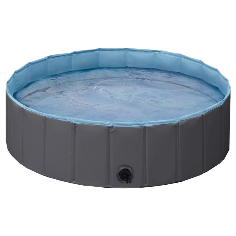Size Foldable Pet Pool with Repair Patches, 30cm H x 120cm W x 120cm D, Black