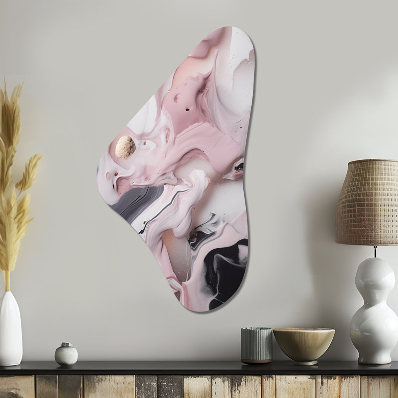Œuvre d'art en marbre massif III - art mural asymétrique en forme de Boomerang en métal abstrait, H 39 po x l 21 po x P 1 po