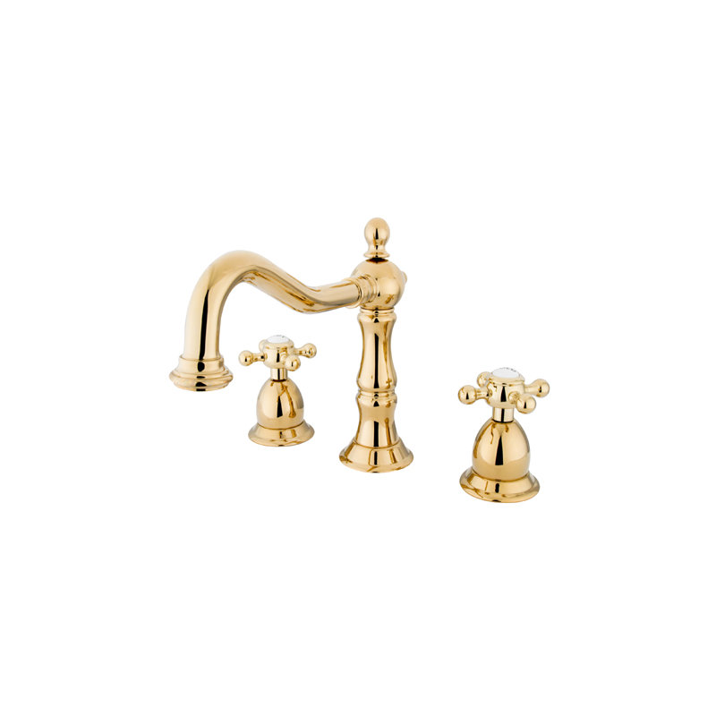 Widespread Bathroom Faucet with Drain Assembly, Polished Brass