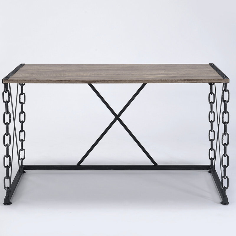 Rustic Oak And Antique Black Rectangular Desk(Desk)