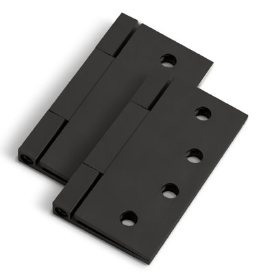 Charnières de porte MEGA HANDLES avec coins carrés (paquet de 2) - charnière de porte en acier inoxydable 4 x 4 po, vis incluses - noir élégant