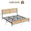 Cadre de lit en rotin avec tête et pied de lit en rotin naturel, cadre de lit plateforme Boho avec lattes en métal, rails latéraux en bois, rangement sous le lit-676515100