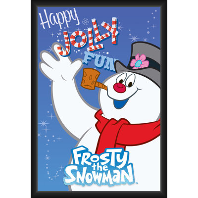  Officially Licensed Frosty the Snowman Framed Art Poster - 24 x 36 Inch - Sturdy Engineered Wood Frame with Plexi Glass - Ready to Hang