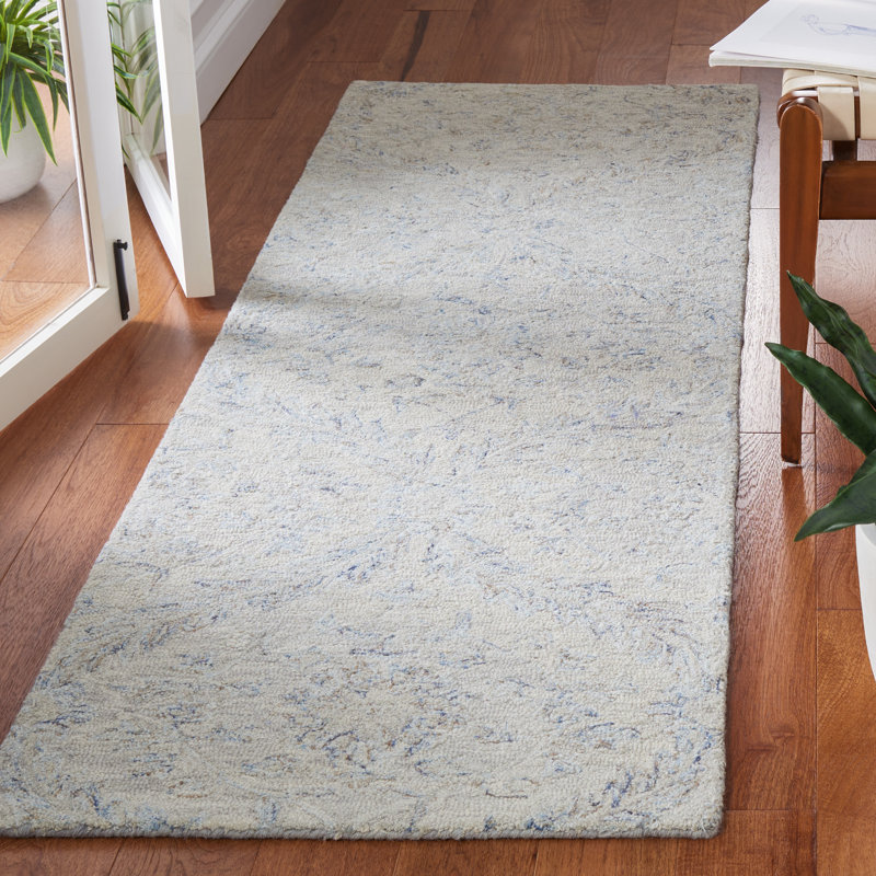 Earlville Micro-Loop Hand Tufted Wool And Cotton With Latex Damask Rug, Runner 2'3" x 7'