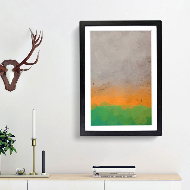 Textured Sunrise in Abstract - Framed Print, 48cm H x 36cm W x 2cm D, Black Framed