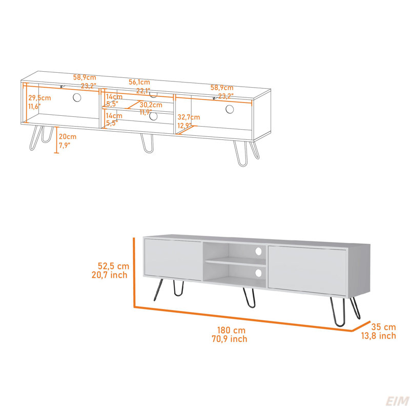 Hairpin Leg TV Rack, White