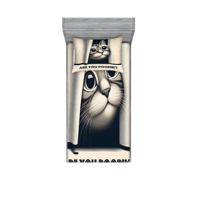 Drap-housse et taie décorative Ambesonne Are You Poopin 'Retro, Simple