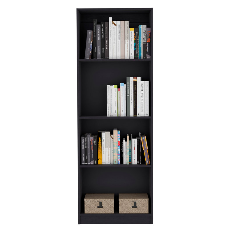 Bibliothèque pour la maison avec tablette et présentoir moderne pour livres et décoration, Noir