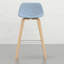2 tabourets de bar - style rétro, revêtement bleu, bois et combinaison de comptoir à hauteur d'influence 2, rembourrage en mousse, pieds avec repose-pieds