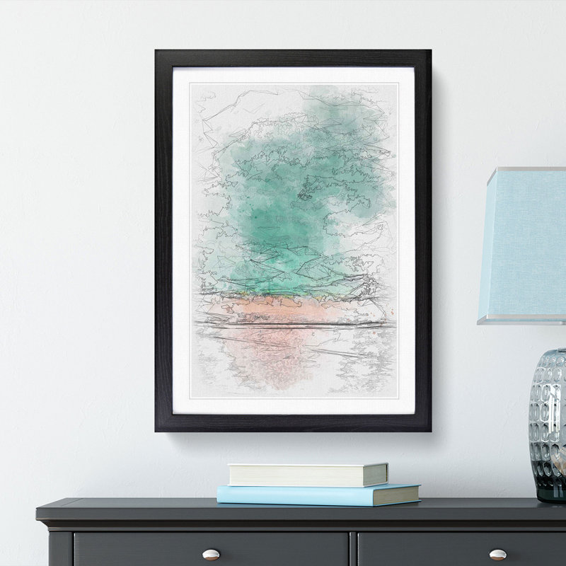 South Beach View in Miami Florida 1 Piece Single Picture Frame Painting on MDF, 63cm H x 45cm W x 2cm D, Black Framed