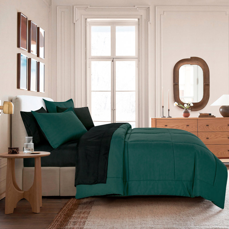 Ensemble d'édredon réversible 7 pièces 7 pièces, Grand édredon et 6 pièces supplémentaires, Vert