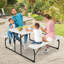 Ensemble de table de pique-nique pliable et banc de gymnastique avec cadre en acier blanc Gymax-60809062