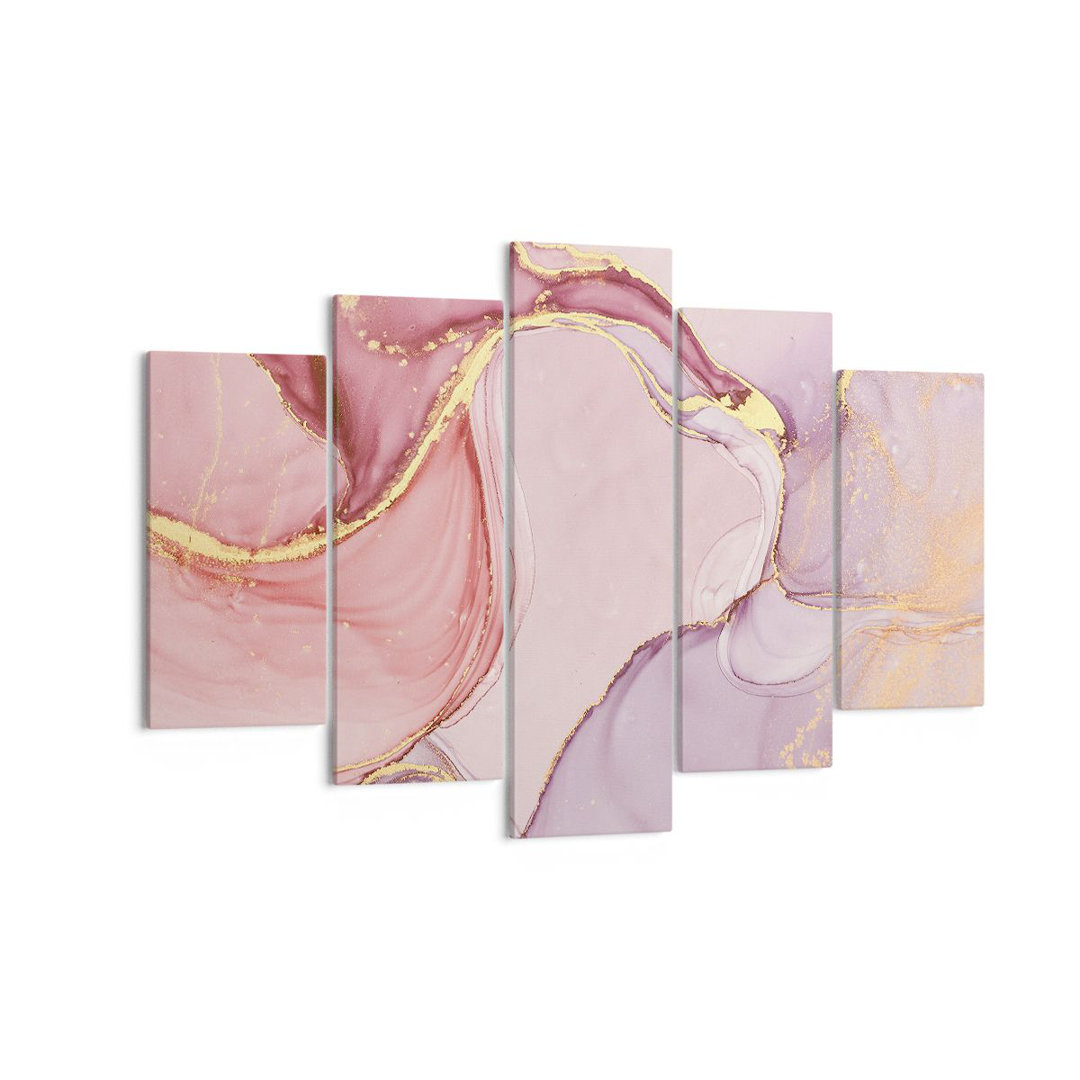 5-tlg. Leinwandbilder-Set Abstraction Marble Pink