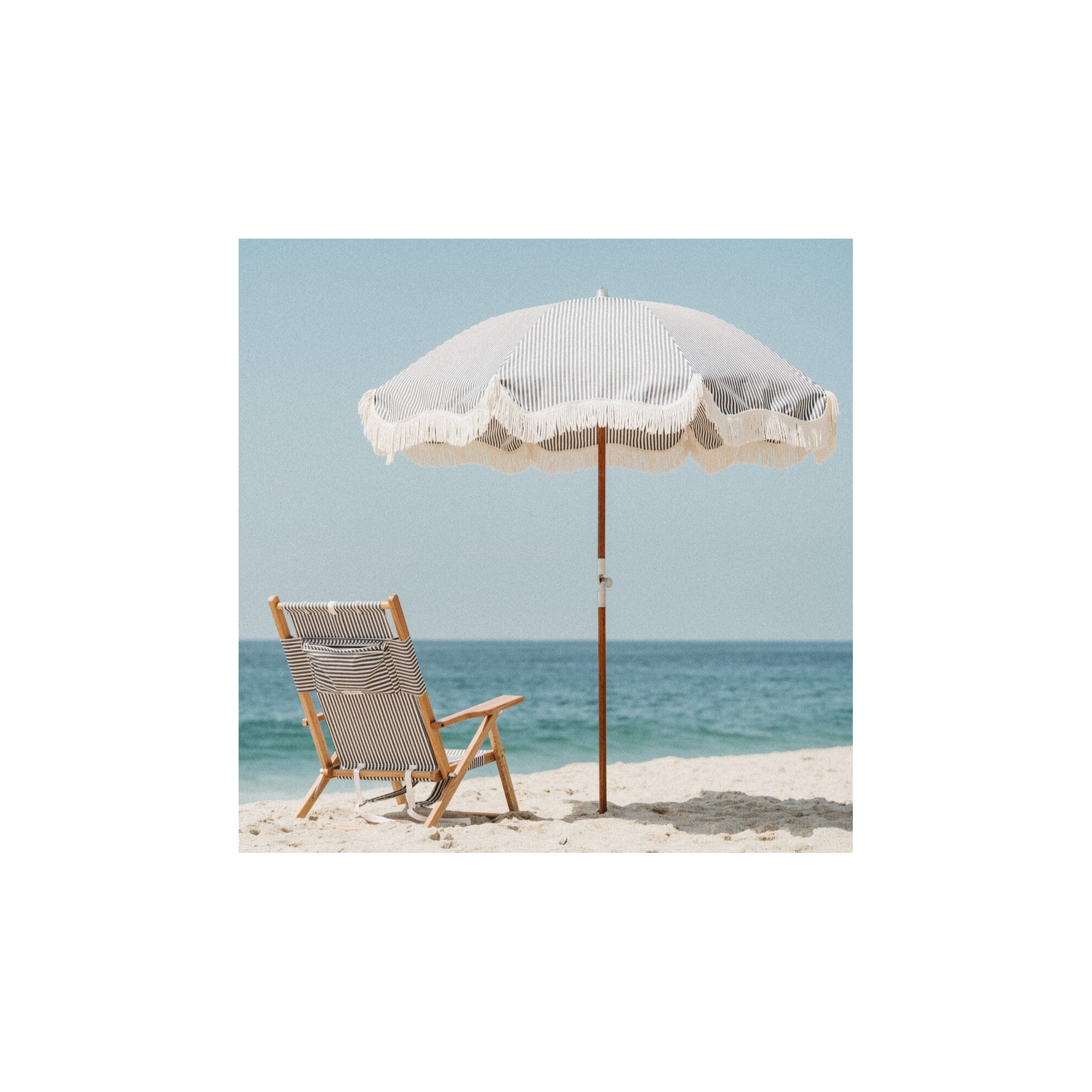  Reclining Beach Chair with Cushion, Lauren's Navy Stripe