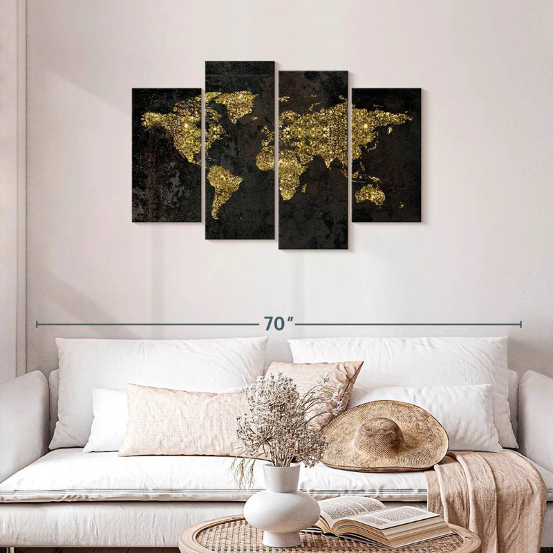 Carte du monde Aliaz Glitzy Gold, H 27 po x l 43 po