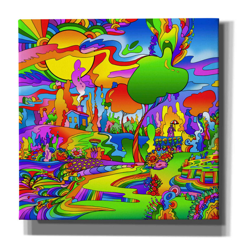 «Umbrella Man Landscape 1119» par Howie Green, art mural sur toile, H 12 po x l 12 po x P 0,75 po