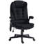 Fauteuil de direction élégant en polyester noir avec massage par vibration à 6 points, chaleur lombaire et inclinaison à 125 ° pour un usage à domicile