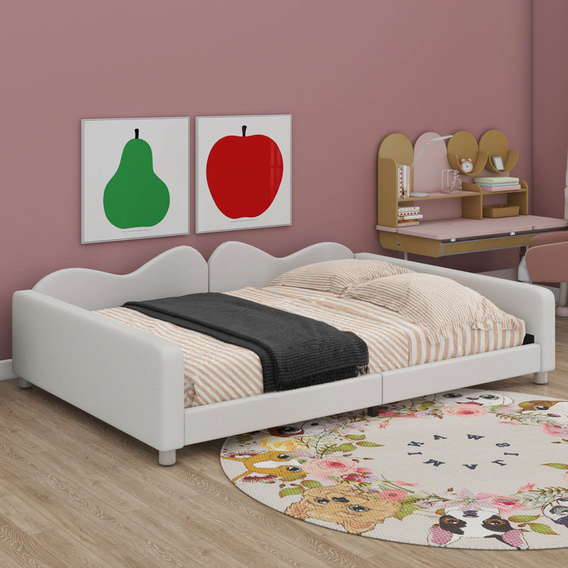 Upholstered Sofa Bed With Cloud-Shaped Backrest, Full, White