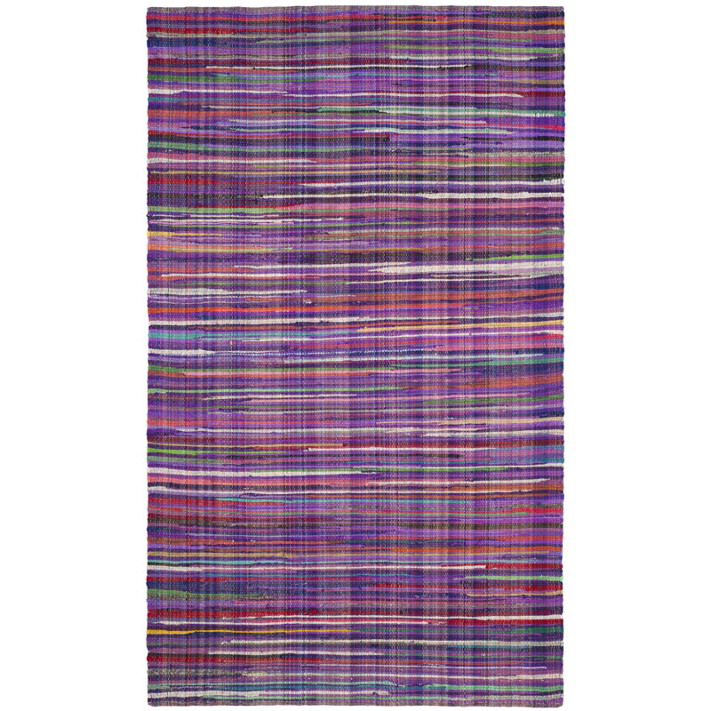Fales Rag Rug Hand Woven Cotton Striped Rug, Rectangle 9' x 12'