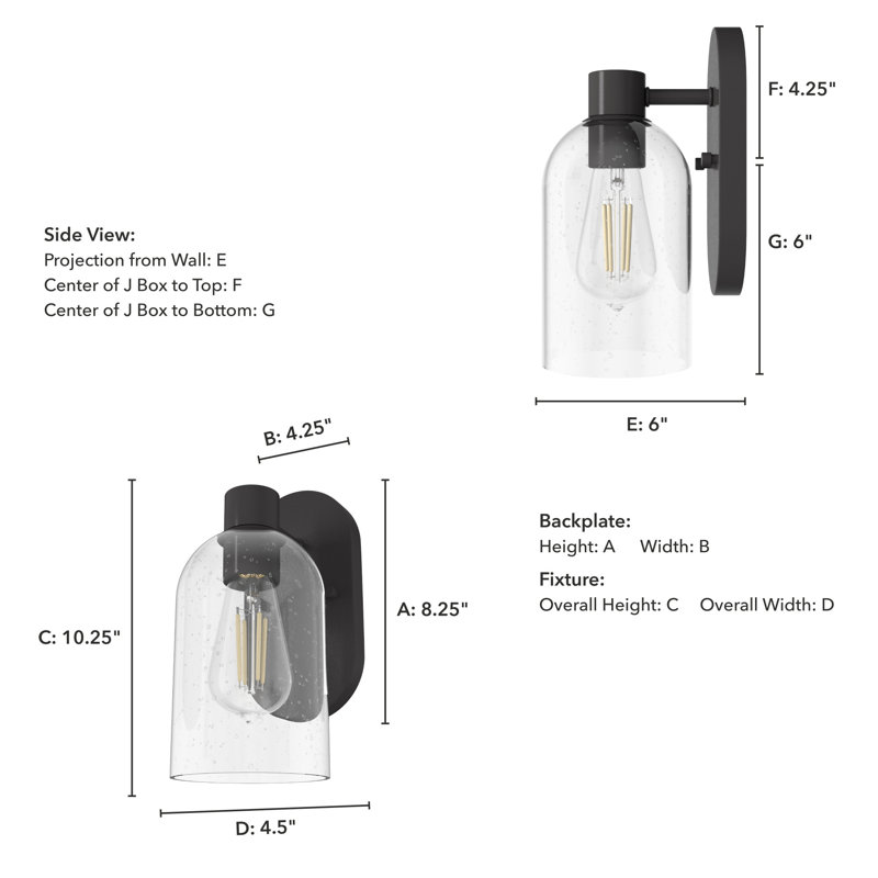 Hunter Lochemeade Noble Bronze 1 Light Sconce Wall Light Fixture, Clear, Noble Bronze