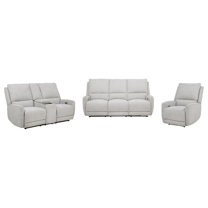 Ensemble de canapé inclinable électrique en chenille 3 pièces Helgeson