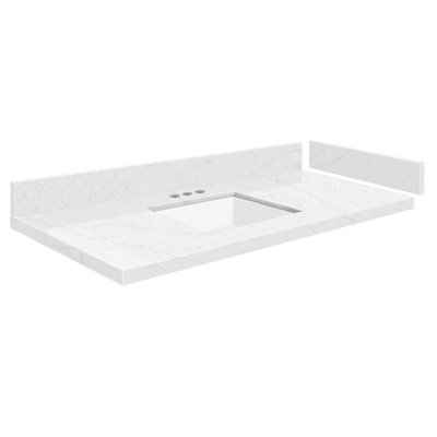 43.5'' Quartz Single Vanity Top with Sink and 3 Faucet Holes -  Transolid, VT43.5x22-1KU-MWT-4