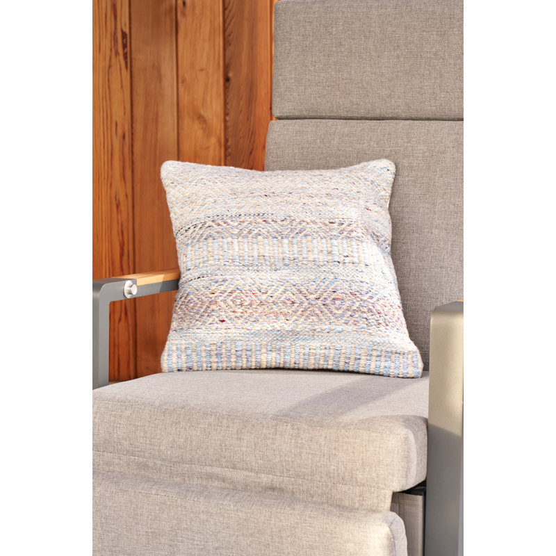Indoor / Outdoor Geometric Square Cushion, Blue