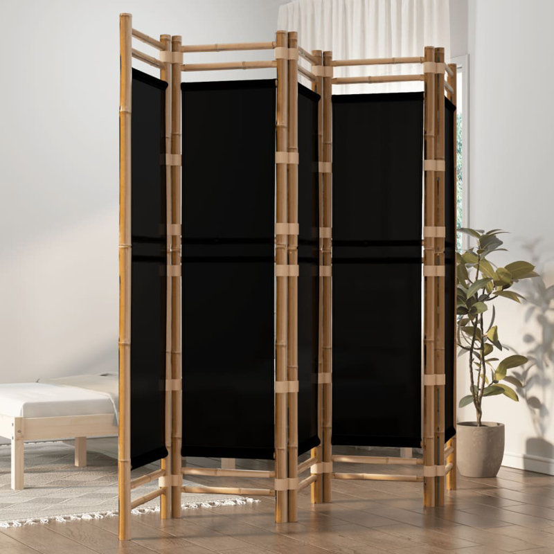 Venuti 457.2cm H Folding Room Divider, 5, 180cm W x 200cm L, Black