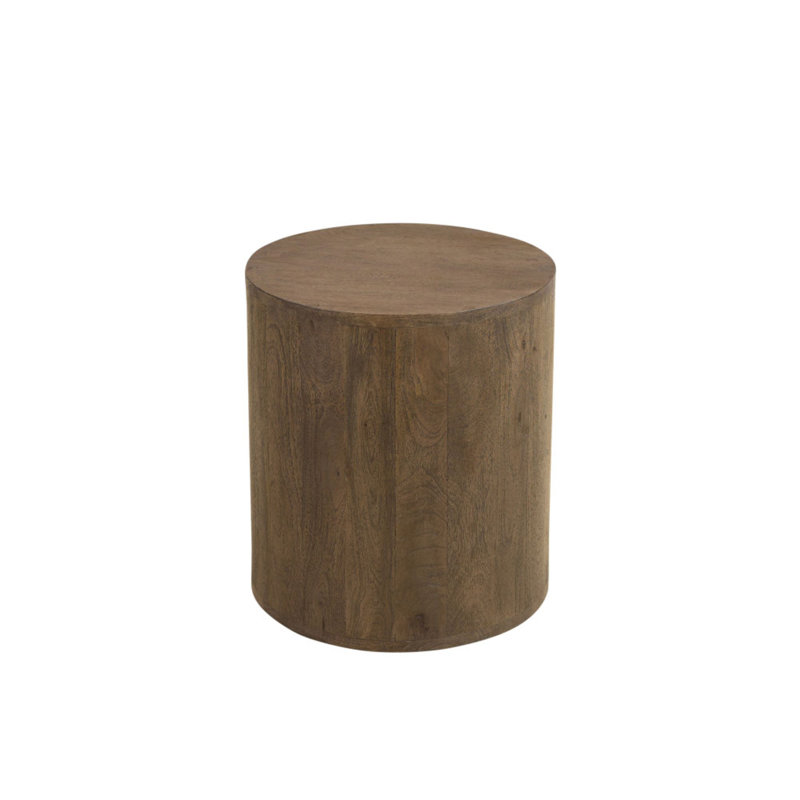18" Solid Wood Round End Table, Wood Brown