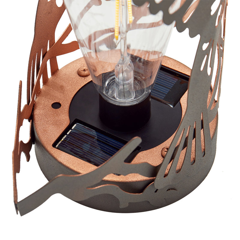 9.75'' Black and Gold Metal Hummingbird Solar Lantern