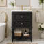 Meuble-lavabo de 20 po avec lavabo en céramique, armoire de rangement avec tablette ouverte, armoire de salle de bain rétro avec 2 tiroirs-131254489