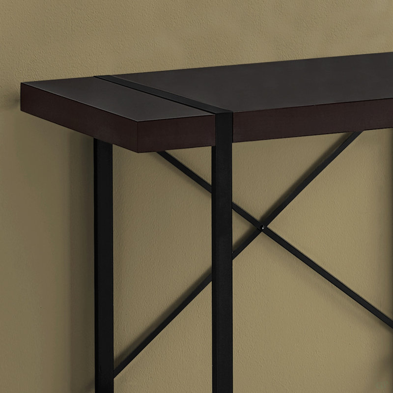 Bureau d'ordinateur, bureau personnel, ordinateur portable, L 48 po, travail, stratifié brun, métal noir, contemporain, moderne