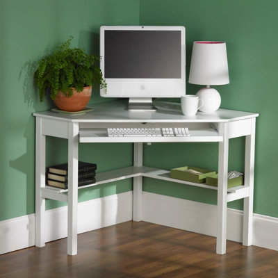 Bureau d'ordinateur de coin, blanc