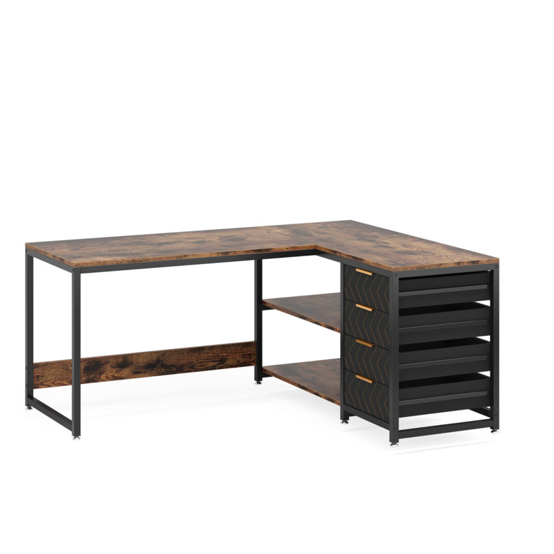 Bureau en coin 59 po, Brun / Noir
