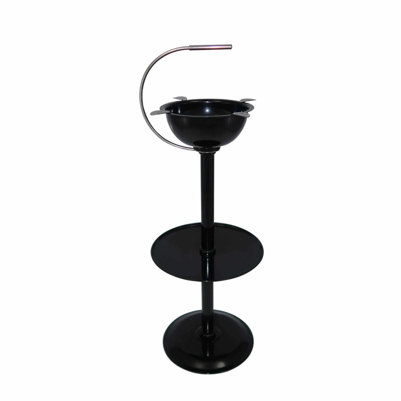 Stinky Cigar Floor Ashtray W/ Accessory Tray and Carry Handle, 4 Stirrups Black