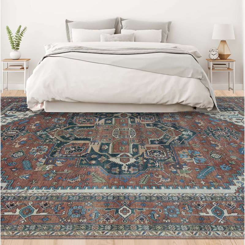 Hand-Knotted High-Quality Rust and Rust Area Rug