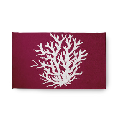 Tapis intérieur / extérieur en chenille tissé à la machine Blaisdell - rouge / blanc