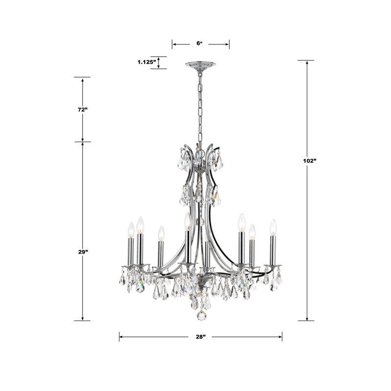 Ruano 8 - Light Candle Style Chandelier Crystal Accents
