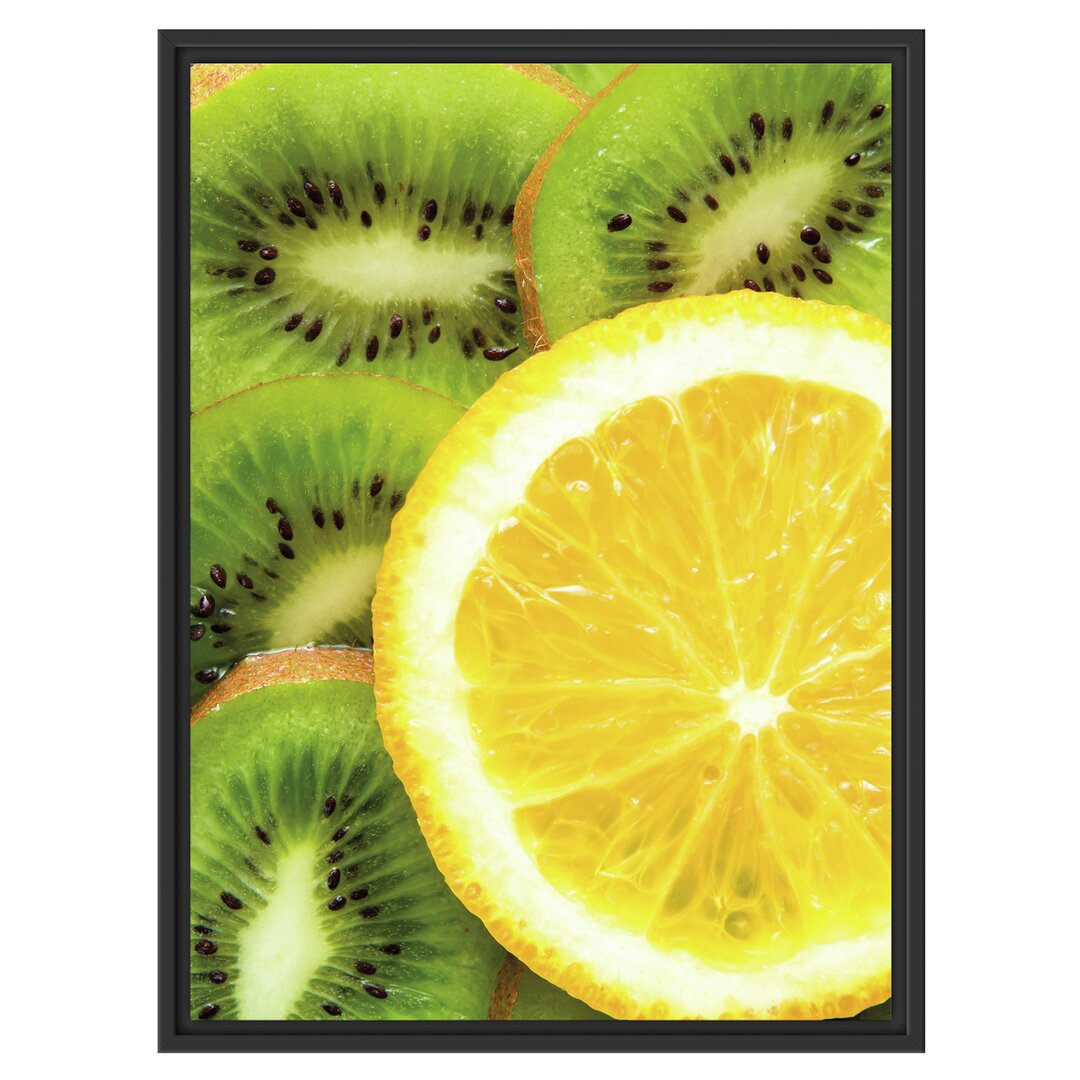 Gerahmtes Wandbild Orange und Kiwi Scheiben