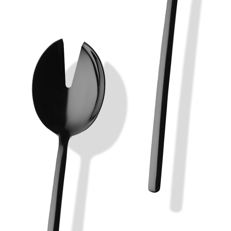 Couverts à salade raison (fourchette et cuillère), L 9,5 po x l 3,25 po, Or noir