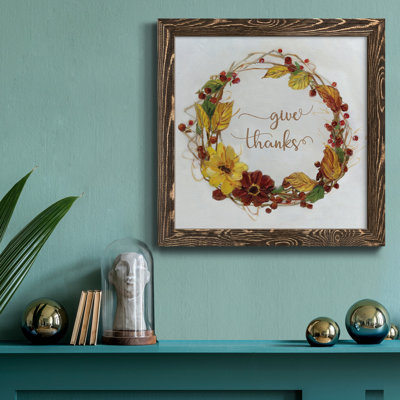 «Pumpkin in Fall Wreath», art textuel sur toile