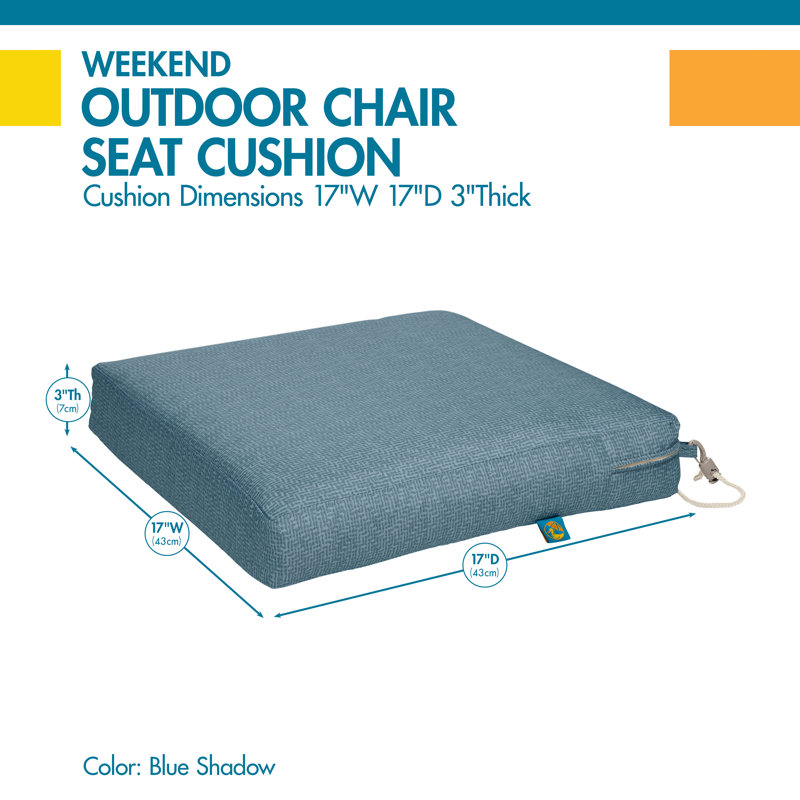 Weekend Outdoor 3'' Dining Chair Seat Cushion, Blue Shadow, 3" H x 17" W x 17" D