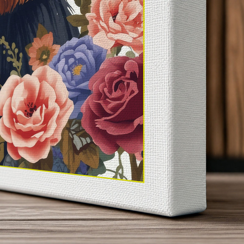 Terrier in Bloom Botanical - Wrapped Canvas, 36x24 - 91.4 x 61.0 cm, White Border