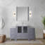 Meuble-lavabo simple gris foncé l 54 po x P 18,25 po, avec armoires latérales, plateau en céramique blanche et miroir de 28 po
