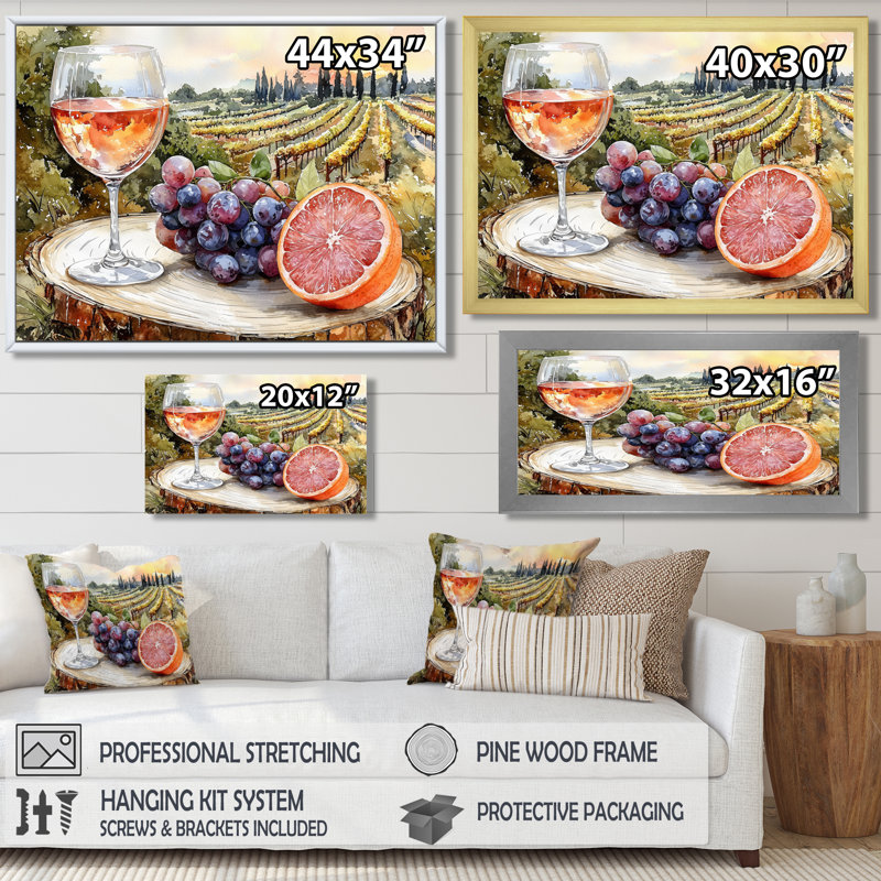 Birtie - Vineyard, art mural, Reproduction encadrée d'une seule photo, H 24 po x l 32 po, Blanc